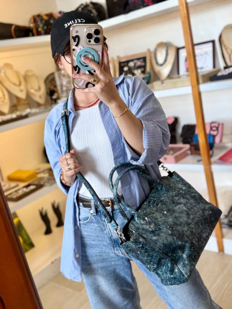 JAPAN-SOURCED REPTILE LEATHER TWO-WAY BAG (Category: Cross-body Bags) located in Baguio. Submitted by asna_taku (Listing ID 1463397947, Image 2). Description: 🐊 JAPAN-SOURCED REPTILE LEATHER TWO-WAY BAG 🇯🇵 A rare and beautiful piece in a gorgeous blue-toned reptile leather—eye-catching, elegant, and surprisingly lightweight. ✨ 👜 Japan sourced 📖 With original JRA booklet 💙 Rare color ✨ Two-way style — carry by the handles or use the long str