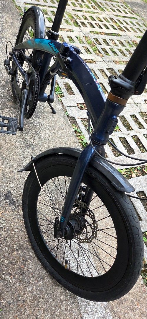 JAVA Folding Bicycle - Blue (Category: Bicycles) located in Singapore. Submitted by luckyfire.5c4312 (Listing ID 1463478037, Image 8). Description: - Blue JAVA folding bike - Front and rear disc brakes - Fenders included - Ideal for city commutes and leisure rides - Easy to fold and store.