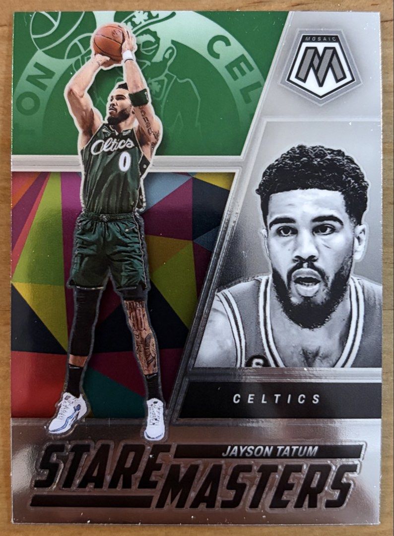 Jayson Tatum | NBA Cards ~ Stare Masters '22 - '23 (Category: Raw Singles) located in Makati City. Submitted by cardlab (Listing ID 1463400539, Image 1). Description: Items are 💯 authentic/original/legit. About The Card: • '22 - '23 Mosaic • Card No. 11 • Stare Masters FOR: • Cards ₱99 and below with Card Sleeves • Cards ₱100 and up with Used Toploader • ₱10 for Bnew Tops Packaging (If Shipping): ✔️ Plastic cover ✔️ Cardboard ✔️ Bubble wrap NOTE