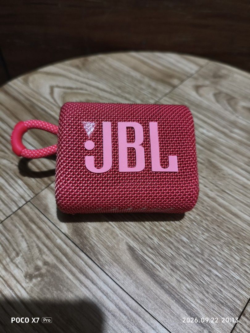 JBL GO 3 Portable Waterproof Bluetooth Speaker Pink (Category: Soundbars, Speakers & Amplifiers) located in Baguio. Submitted by baguiobeans (Listing ID 1463460395, Image 1). Description: - Pink JBL GO 3 portable speaker - Waterproof design for any adventure - Easy Bluetooth connectivity - Convenient USB-C charging - Surprisingly loud and clear sound for its size - Built-in loop for easy carrying.