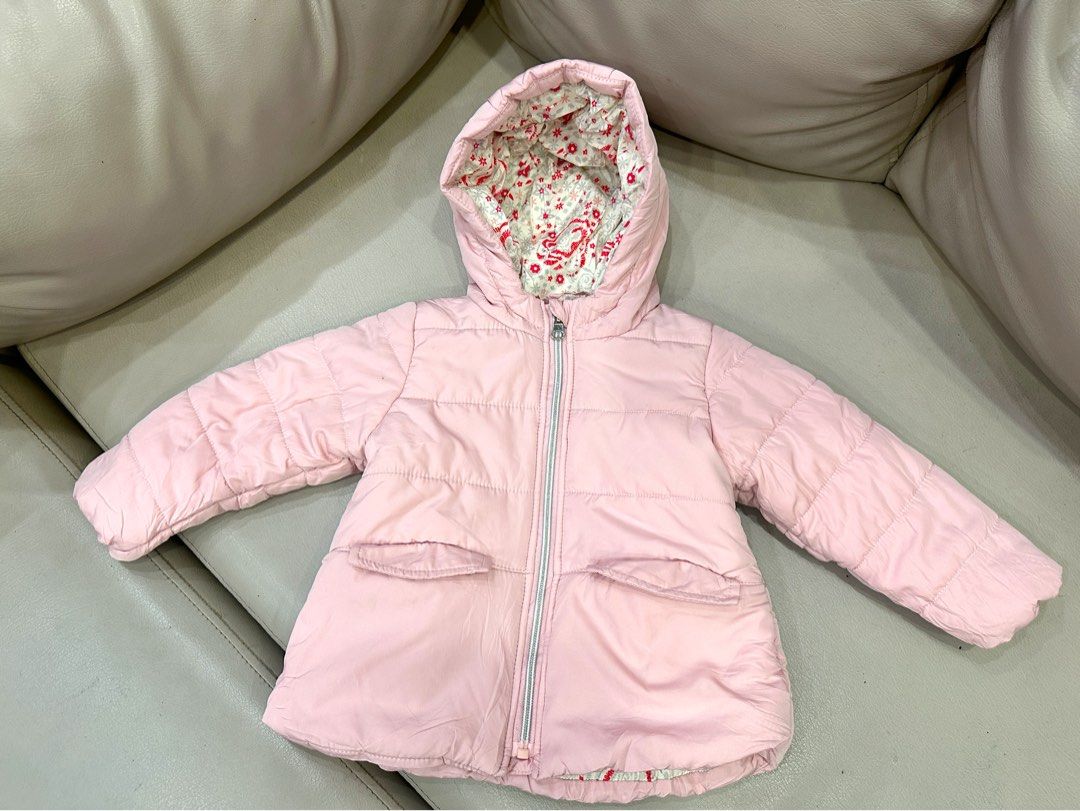Jessica Simpson Pink Puffer Jacket with Floral Lining (Category: Babies & Kids Fashion) located in Quezon City. Submitted by crslph (Listing ID 1463391901, Image 1). Description: - Cute pink puffer jacket from Jessica Simpson - Size: 18 months - Adorable floral print lining inside hood and body - Zipper closure - Two front pockets - Keeps your little one warm and stylish for spring, autumn or winter .