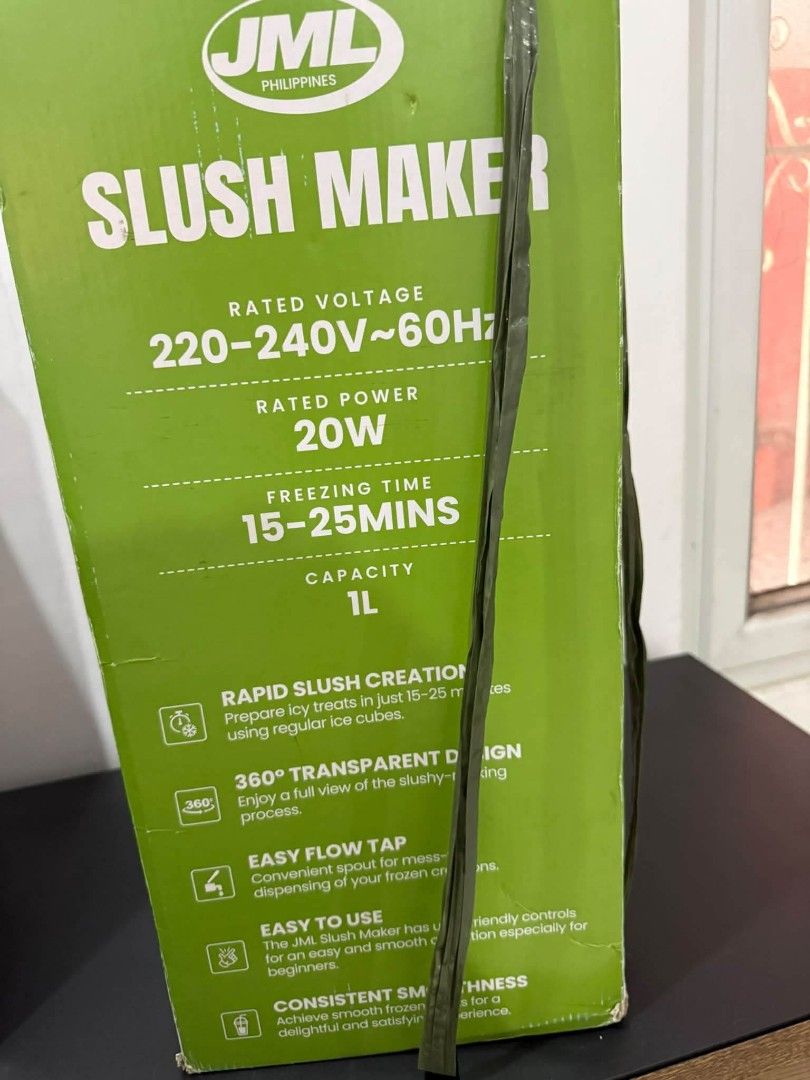 JML Slush Maker (Category: Juicers, Blenders & Grinders) located in Las Pinas. Submitted by youngeagle.7b0753 (Listing ID 1463472017, Image 2). Description: JML Slush Maker (2pcs available) ▪︎ 1Liter capacity ▪︎ 15-25 mins freezing time ▪︎ 360-degree transparent container to watch the process ▪︎ Easy-flow tap for mess-free serving ✔️ Excellent condition; used twice only Original price is P4999 each. Selling for P3,000 each. 📍Las Piñas/Parañaque.