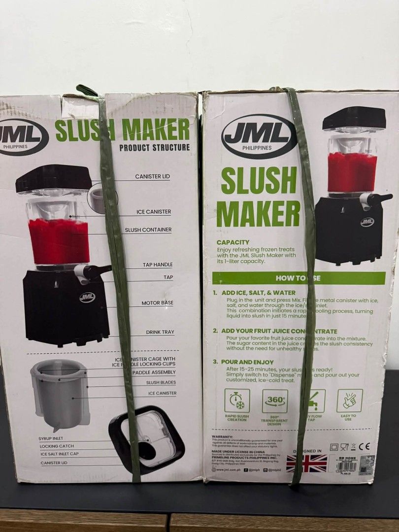 JML Slush Maker (Category: Juicers, Blenders & Grinders) located in Las Pinas. Submitted by youngeagle.7b0753 (Listing ID 1463472017, Image 3). Description: JML Slush Maker (2pcs available) ▪︎ 1Liter capacity ▪︎ 15-25 mins freezing time ▪︎ 360-degree transparent container to watch the process ▪︎ Easy-flow tap for mess-free serving ✔️ Excellent condition; used twice only Original price is P4999 each. Selling for P3,000 each. 📍Las Piñas/Parañaque.