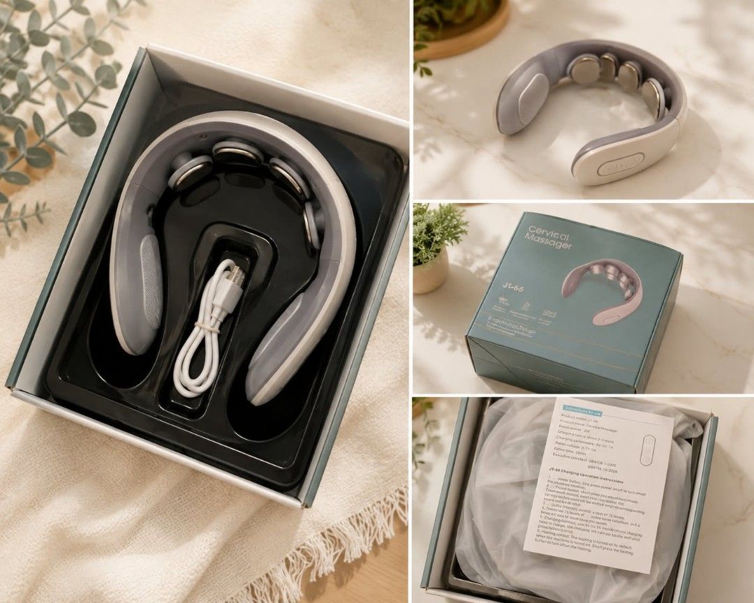 JT-66 Cervical Massager with Heating Function (Category: Massage Devices) located in Manila. Submitted by zie_0105 (Listing ID 1463423954, Image 1). Description: SMART CERVICAL / NECK MASSAGER JT-66 — ₱650 ONLY! ✨ NEVER BEEN USED! ✨ Hindi pa nagagamit kahit isang beses. Opened lang ang box for checking/photos, pero brand new/unused condition. ✅ JT-66 Smart Cervical Massager ✅ Rechargeable / wireless use ✅ May heating function ✅ Multiple massage m