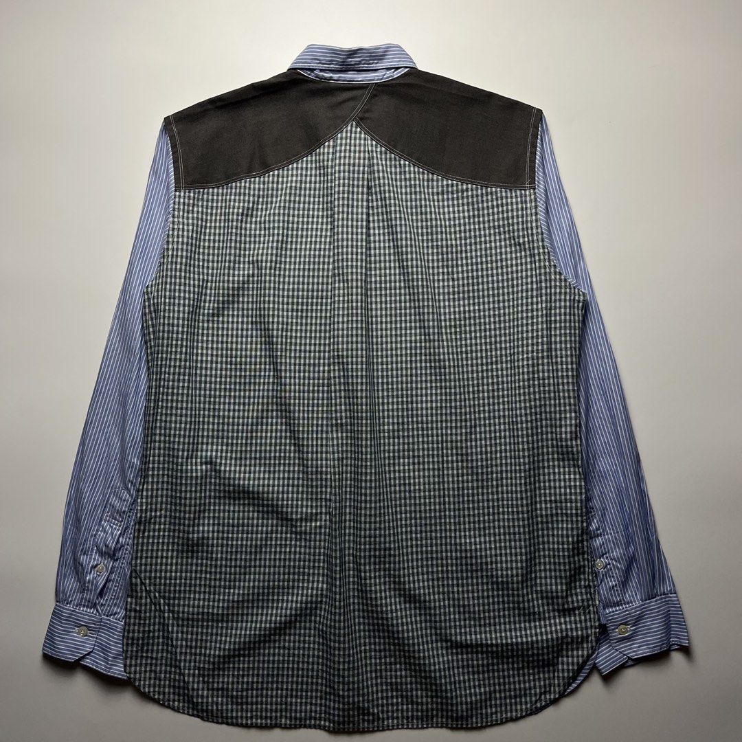 Junya Watanabe MAN FW20 Patchwork Stripe Shirt (Category: Formal Shirts) located in Manila. Submitted by streetsavvy (Listing ID 1463430909, Image 2). Description: Junya Watanabe MAN FW20 Patchwork Stripe Shirt Size: Large Width: 22” Length: 31” Shoulder: 18” Sleeve Length: 26” Hem: 22” Measured in Inches Condition: Excellent condition Made in Japan 100% Cotton.