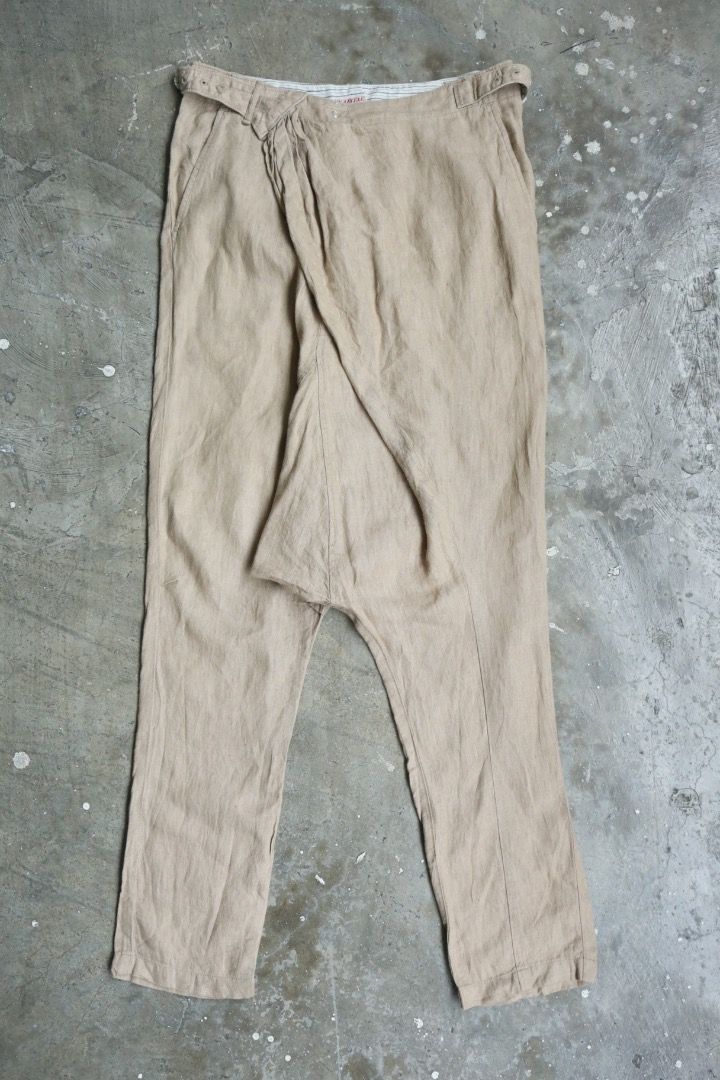 Kapital - Gurkha Pants (Category: Chinos) located in Manila. Submitted by graymatter_ (Listing ID 1463442151, Image 1). Description: Kapital - Gurkha Pants Tagged Size: 1 Condition: 9/10 Material: 100% Linen Made in: Japan Dimensions Waist: 31 Inseam: 21.5 Crotch: 22.5 Leg Opening: 6 .