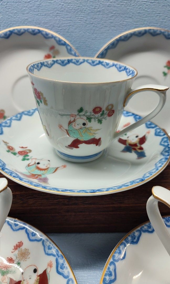 Karako Prints Tea cup and saucer (Category: Coffee & Tea Tableware) located in Mandaluyong City. Submitted by lalahhome (Listing ID 1463403380, Image 3). Description: 3 duos Karako Boys print teacup and saucer plus 2 free saucers No chips cracks or crazing.