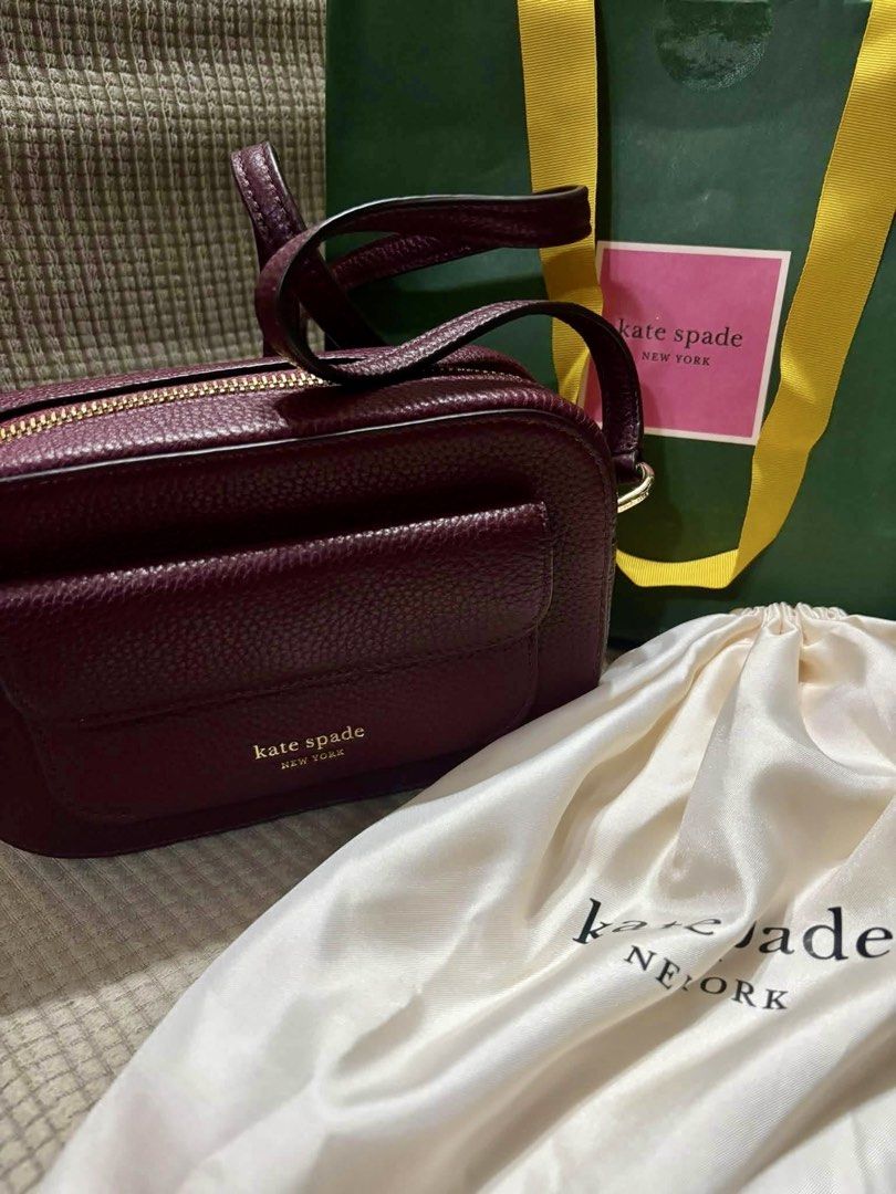 Kate spade cross body bag. AUTHENTIC (Category: Cross-body Bags) located in Quezon City. Submitted by kashbags (Listing ID 1463357102, Image 1). Description: 👜 Kate Spade New York Crossbody Bag AUTHENTIC KATE SPADE NEW YORK ✨ Elegant deep burgundy/wine color — perfect for everyday use or a classy night-out look! 💕 • Authentic Kate Spade New York • Rich burgundy/wine color • Pebbled leather finish • Gold-tone hardware • Front slip pocket • Top z