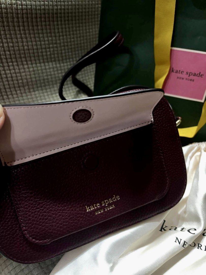 Kate spade cross body bag. AUTHENTIC (Category: Cross-body Bags) located in Quezon City. Submitted by kashbags (Listing ID 1463357102, Image 3). Description: 👜 Kate Spade New York Crossbody Bag AUTHENTIC KATE SPADE NEW YORK ✨ Elegant deep burgundy/wine color — perfect for everyday use or a classy night-out look! 💕 • Authentic Kate Spade New York • Rich burgundy/wine color • Pebbled leather finish • Gold-tone hardware • Front slip pocket • Top z
