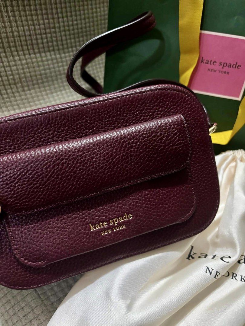 Kate spade cross body bag. AUTHENTIC (Category: Cross-body Bags) located in Quezon City. Submitted by kashbags (Listing ID 1463357102, Image 2). Description: 👜 Kate Spade New York Crossbody Bag AUTHENTIC KATE SPADE NEW YORK ✨ Elegant deep burgundy/wine color — perfect for everyday use or a classy night-out look! 💕 • Authentic Kate Spade New York • Rich burgundy/wine color • Pebbled leather finish • Gold-tone hardware • Front slip pocket • Top z