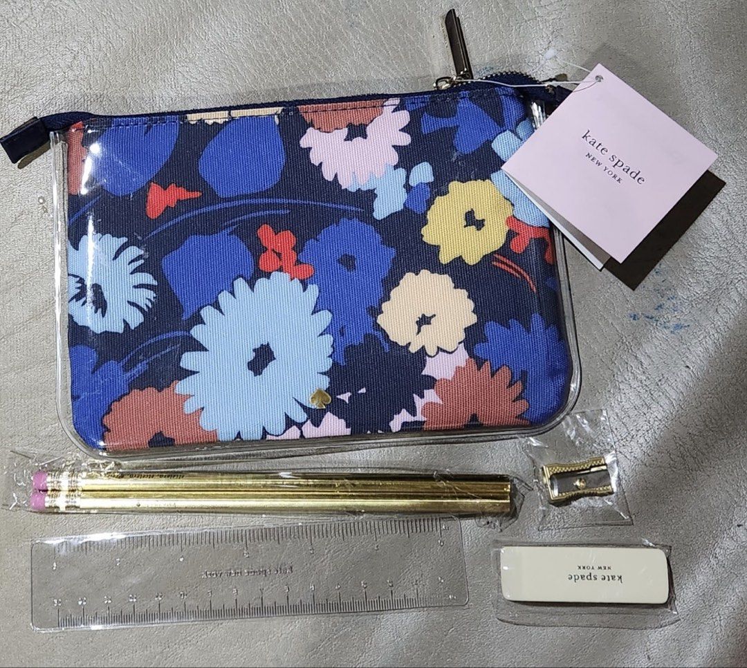 KATE SPADE SWING FLORA PENCIL POUCH SET (Category: Belt bags, Clutches and Pouches) located in Quezon City. Submitted by carsenmktg (Listing ID 1463507702, Image 1). Description: KATE SPADE SWING FLORA PENCIL POUCH SET Guaranteed authentic and brand new with tags. Just came in from the u.s. About this Item 6.6 inches (16.8 cm) tall x 8.5 inches (21.5 cm) wide - fits well in any handbag or backpack Includes 2 graphite pencils, a sharpener, eraser,