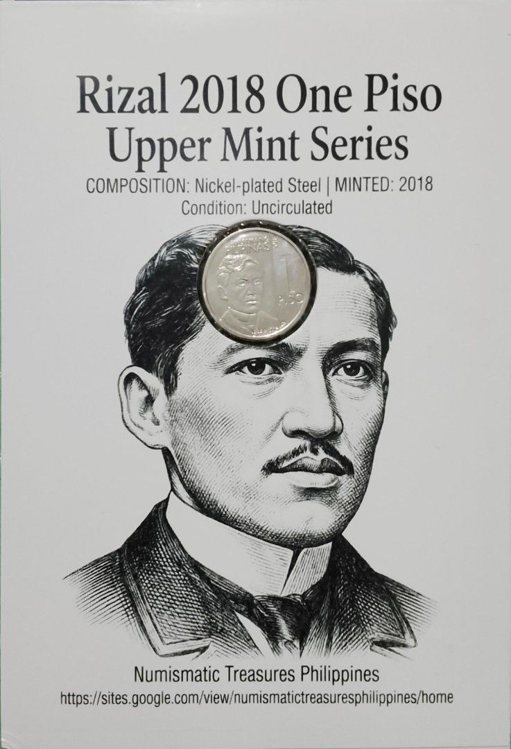 Key Date/Hard to find - UNC 2018 Uppermint series (Category: Currency) located in Batangas. Submitted by jasmin.flores071013 (Listing ID 1463355158, Image 1). Description: - Authentic Rizal 2018 One Piso Coin Upper Mint Series - Ideal addition for coin collectors - With freebies.