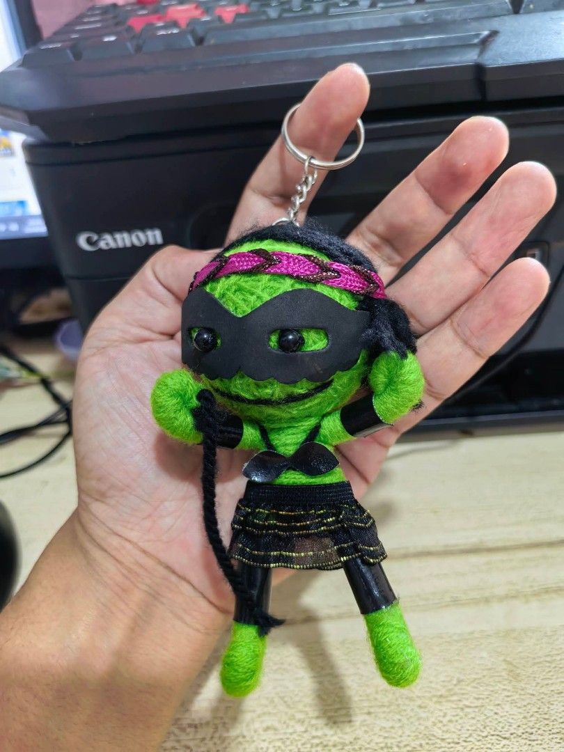 Keychain - Handmade String Doll Keychain (Category: Charms) located in Cebu City. Submitted by dudes_villanueva (Listing ID 1463360204, Image 3). Description: Keychain - Handmade String Doll Keychain 📌 Featuring a black eye mask and a matching skirt..