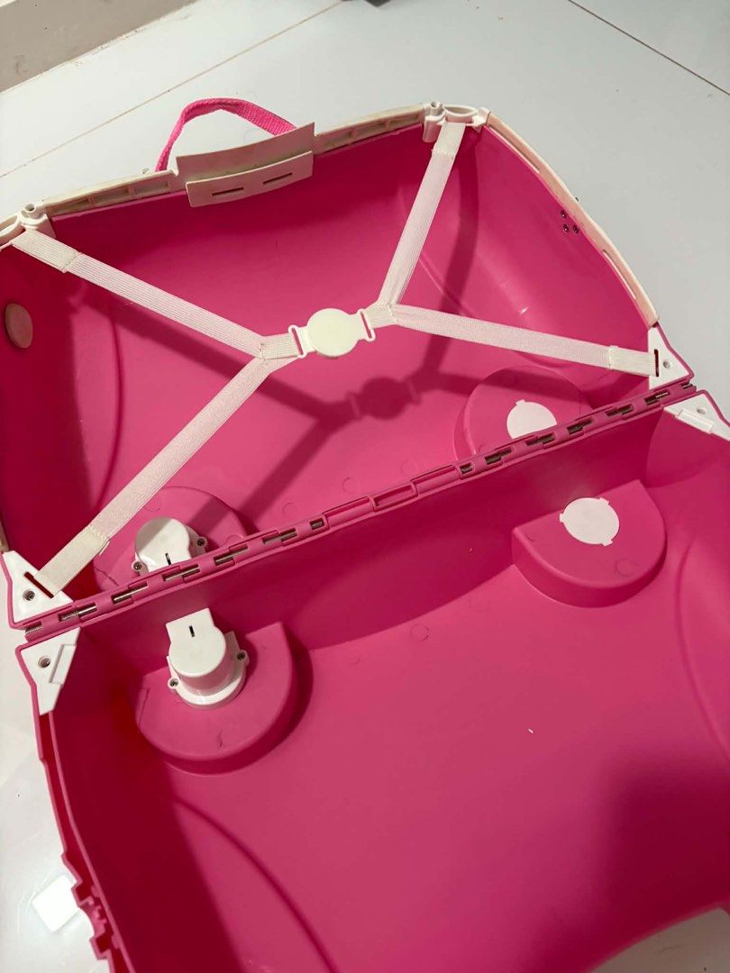 Kidstyle Pink Ride-On Suitcase with Wheels (Category: Luggage) located in Mandaluyong City. Submitted by kacbriz (Listing ID 1463427461, Image 3). Description: - Adorable pink ride-on suitcase for kids - Features a fun lip design and secure straps - Equipped with wheels for easy riding or pulling - Interior straps to keep belongings in place - Ideal for travel, vacations, and sleepovers - Encourages independence by letting kids pack their own ite