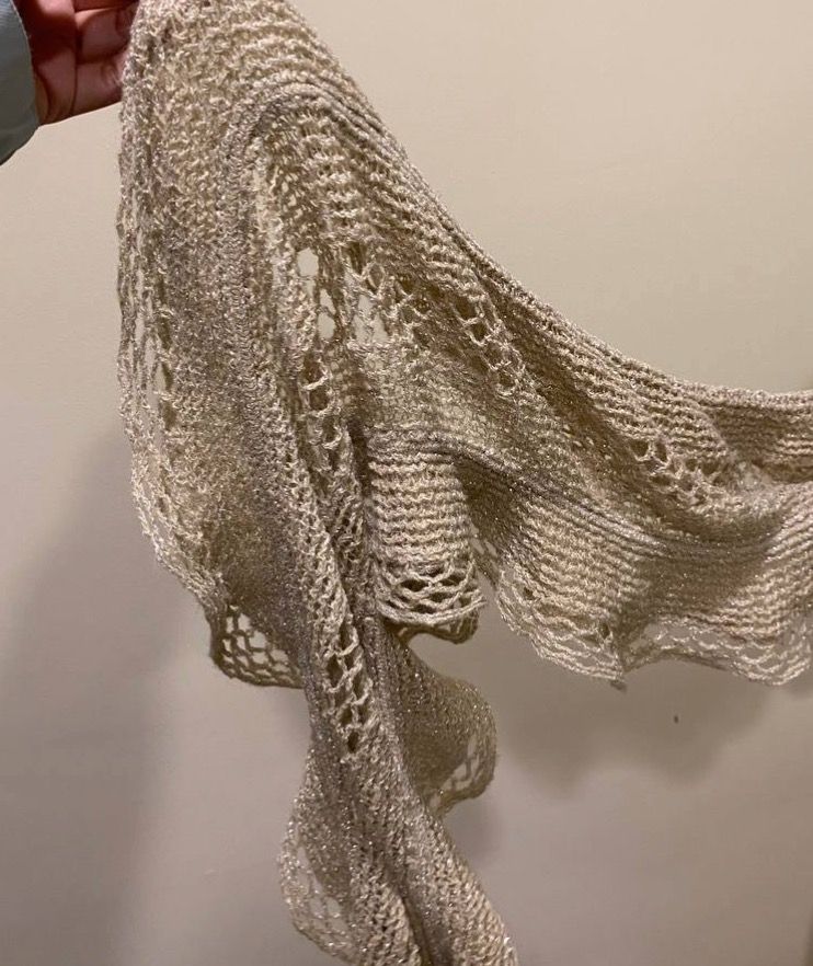 Knit Scarf Shawl (Category: Scarves) located in Quezon City. Submitted by eatupcommunity (Listing ID 1463497976, Image 2). Description: [FOR FUNDRAISING: EATUP FOOD SCHOLARSHIP PROGRAM] PHP 150 Lace pattern Neutral beige/light tan color A versatile accessory to elevate any outfit!.