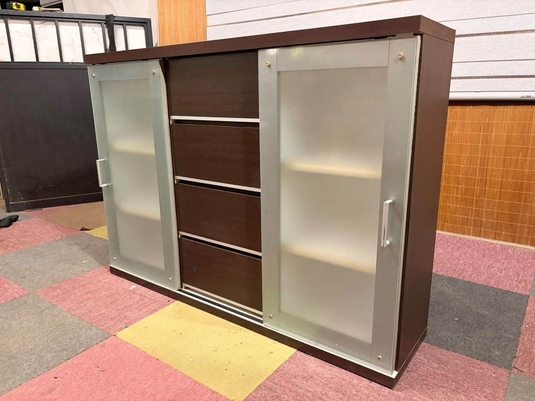Lateral Kitchen Cabinet (Category: Shelves, Cabinets & Racks) located in Meycauayan. Submitted by marygracecasimiro (Listing ID 1463436223, Image 2). Description: Modern SLIDING DOORS Kitchen Cabinet MAKITID, SPACESAVER!!! With Drawers Frosted Glass Sliding Doors, Adjustable Shelves Price : 10,500 ✅ *SEE VIDEO COMMENT 47L x 11W x 34H inches In VERY good condition💜💜 #highlightsfollowers #followersandnonfollowers.