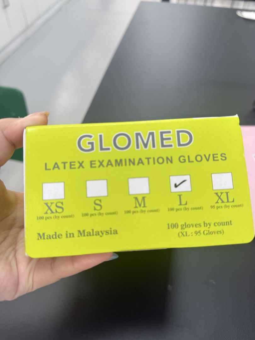 Latex Gloves - Large (Category: Medical Supplies & Tools) located in Binan City. Submitted by eeaiaa (Listing ID 1463408262, Image 2). Description: 100 pcs Powder Free Single Use Non- sterile .