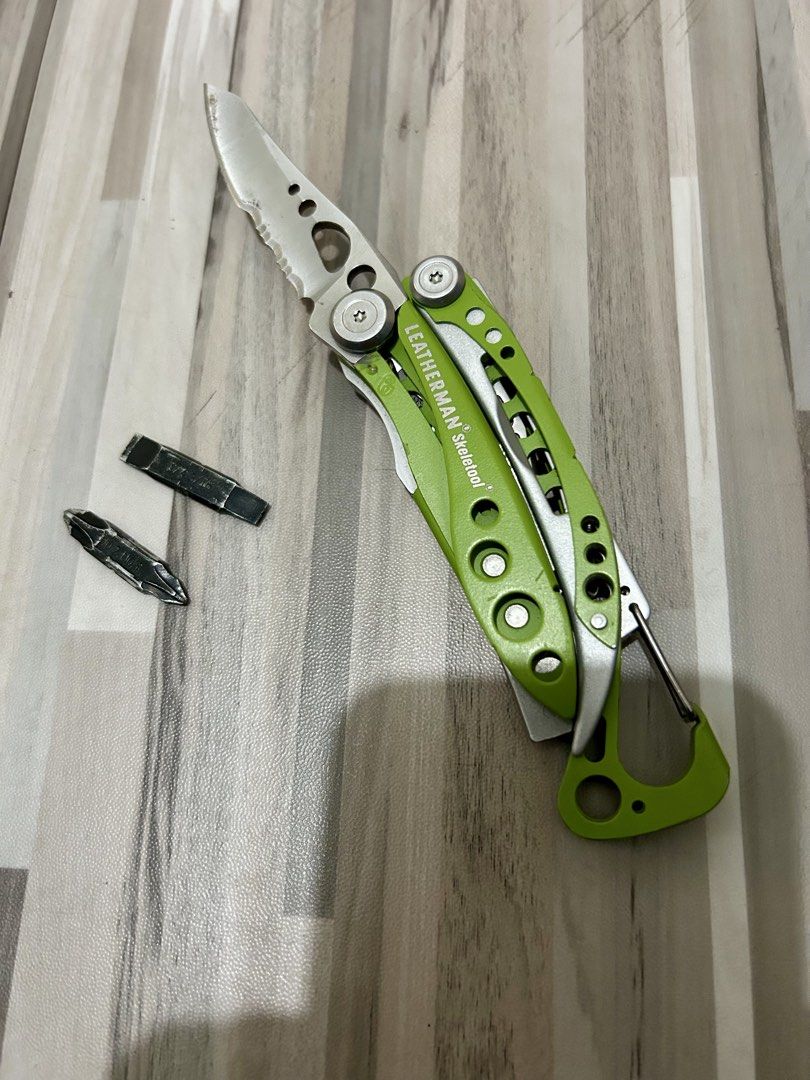 Leatherman Skeletal Multi-tool Pliers Knife (Category: Hiking & Camping) located in Makati City. Submitted by imperator23 (Listing ID 1463552247, Image 3). Description: - Leatherman Skeletal Multi-tool - Features pliers and a knife - Knife blade has a serrated edge - Includes a carabiner clip for easy attachment - Ideal for everyday carry (EDC) or outdoor adventures - Compact and lightweight design - bought in Hahn SM Megamall - no more box.