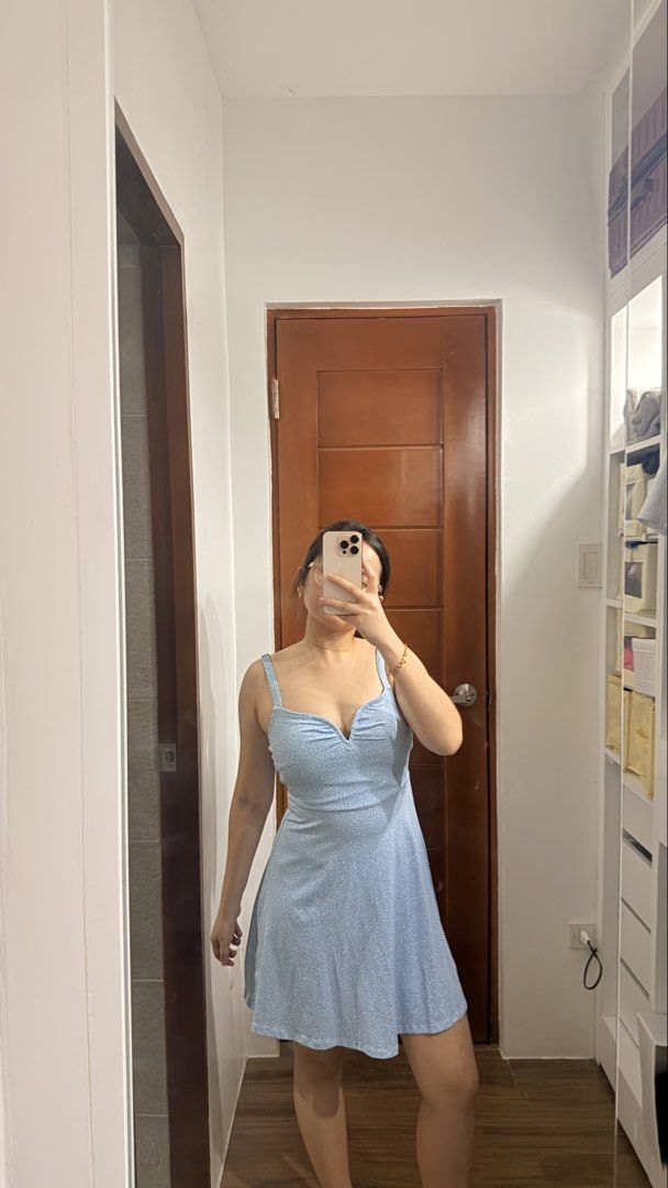 Light Blue Floral Mini Dress with Spaghetti Straps (Category: Dresses) located in Santa Rosa. Submitted by stealbydiva (Listing ID 1463340461, Image 3). Description: - NEVER USED - Cute light blue mini dress - Delicate all-over floral print - Spaghetti straps - Flattering V-neckline - Slightly flared skirt - Size reference: Height: 5’0 .