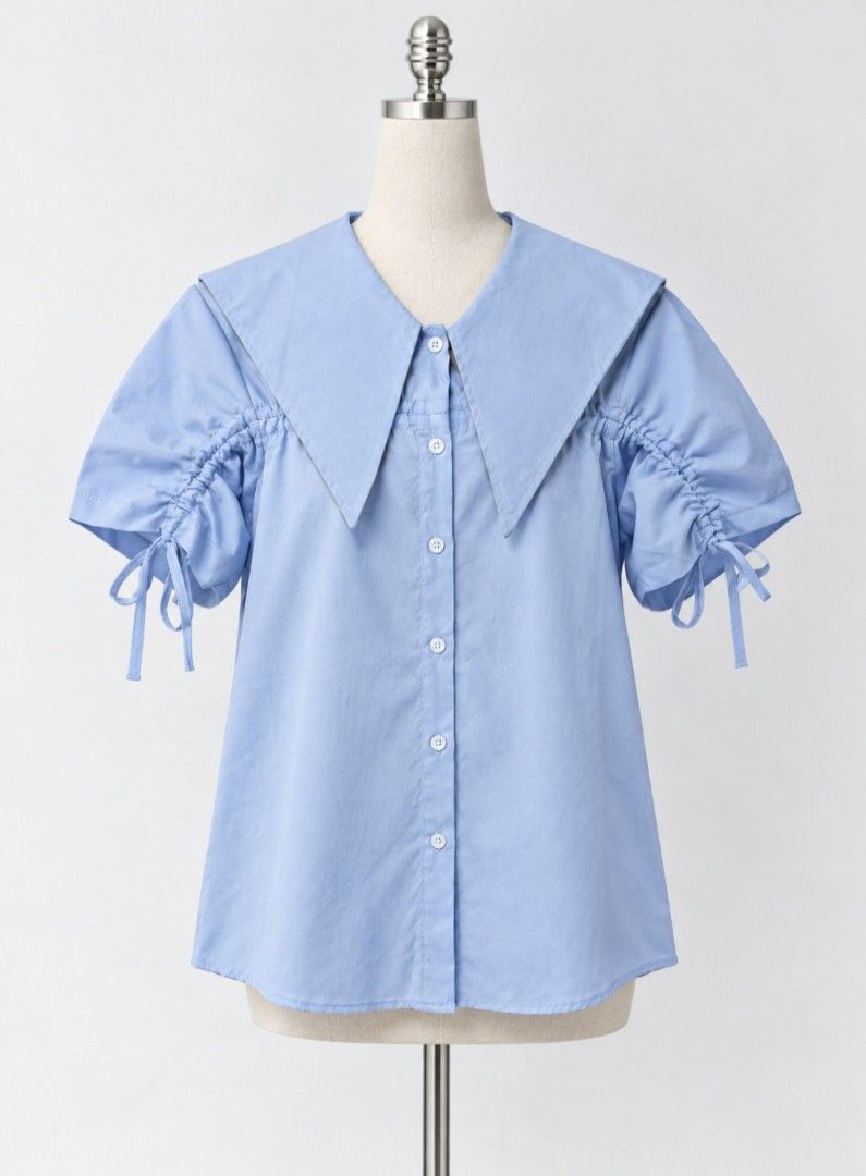 Light Blue Puff Sleeve Peter Pan Collar Polo Blouse (Category: Blouses) located in Cabanatuan. Submitted by riworks (Listing ID 1463423460, Image 1). Description: .
