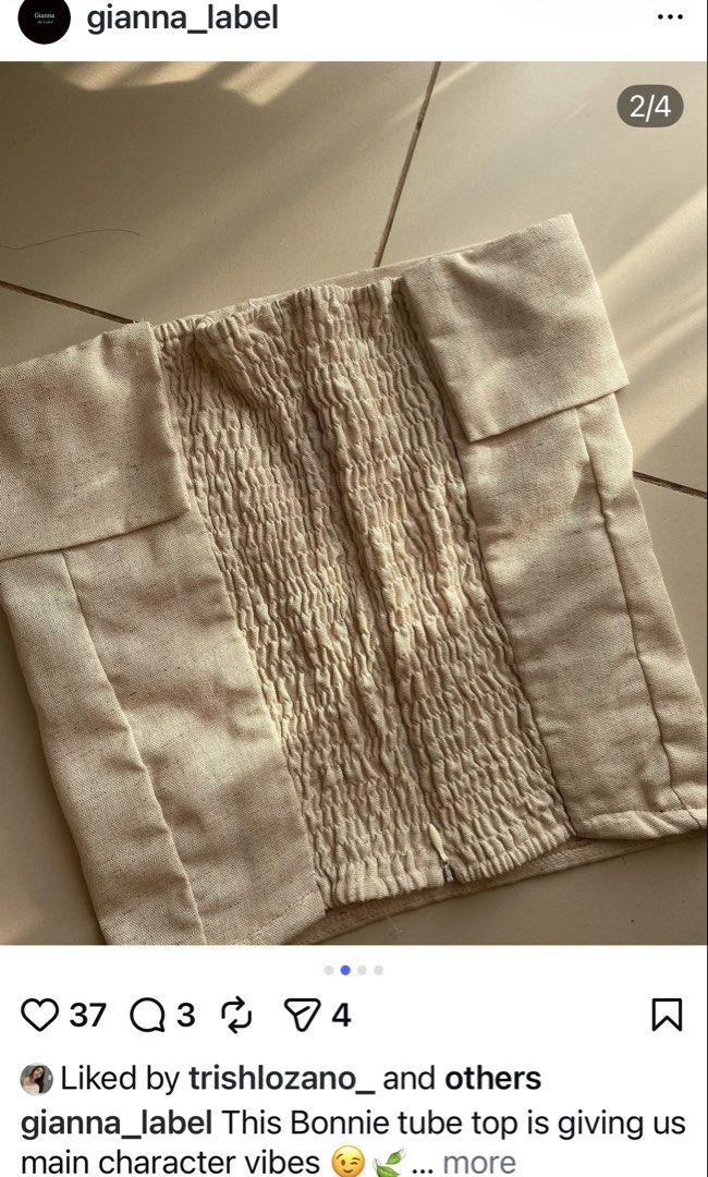 linen by gianna linen cream tube (Category: Blouses) located in Makati City. Submitted by spicytunaaa (Listing ID 1463382921, Image 2). Description: - one of my favorite tops!! - cream - linen - rfs: doesnt fit me anymore - actual ww posted.
