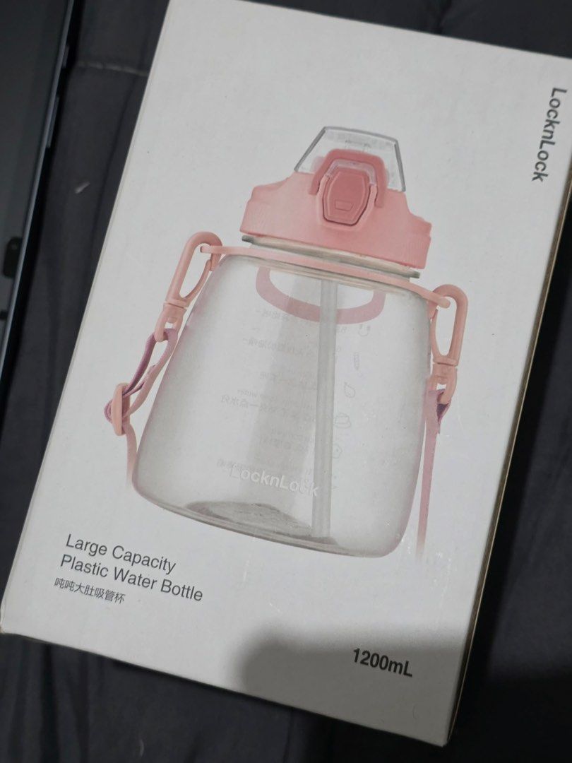 LocknLock 1200mL Large Capacity Plastic Water Bottle with Straw (Category: Water Bottles & Tumblers) located in Santa Rosa. Submitted by charleneremando (Listing ID 1463351210, Image 2). Description: - Brand: LocknLock - Capacity: 1200mL - Features: Built-in straw, adjustable shoulder strap, secure lock lid - Benefits: Perfect for all-day hydration, easy to carry and use - Availability: Multiple Colors 5 blue 3 pink 2 yellow 2 green Buy 2 or more
