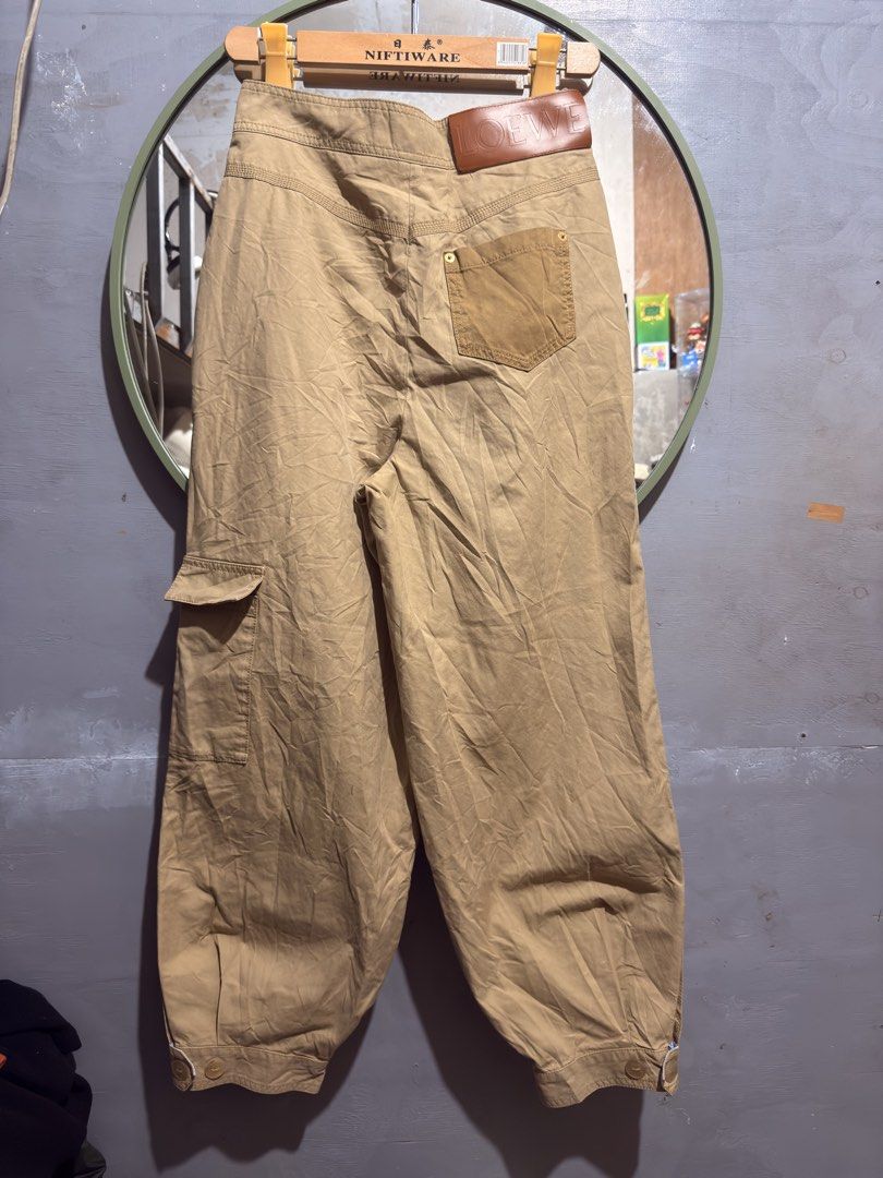 LOEWE SS21 Balloon Trouser Pants (Category: Luxury Apparel) located in Manila. Submitted by tindero-ng-damit (Listing ID 1463344965, Image 1). Description: Name: LOEWE BALLOON TROUSER PANTS Color: Beige 2tone Size: 36 on tag Measurement: Waist: 28 Inseam: 27 Length: 39 Thigh: 14 Issues: None .