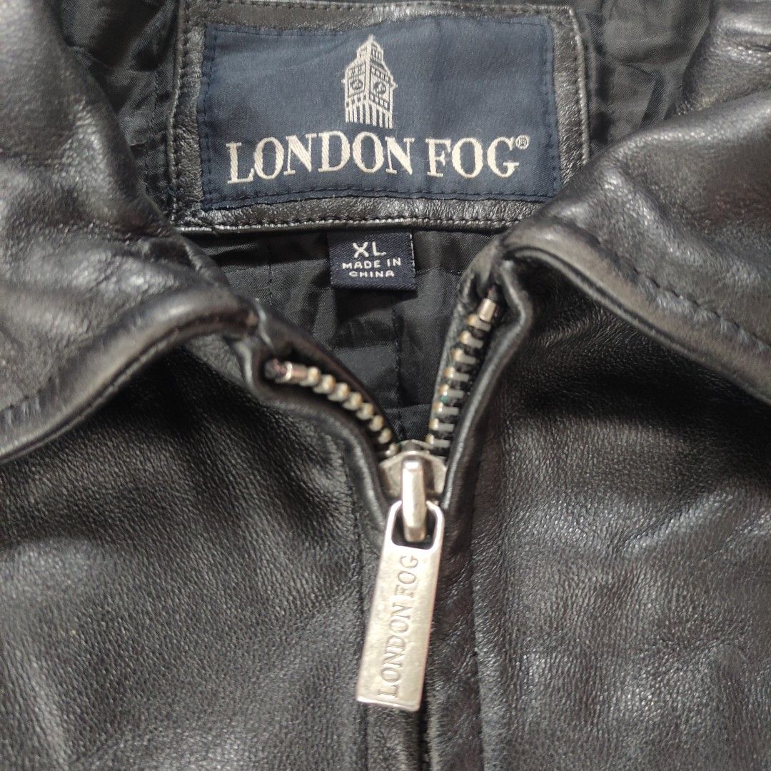 London Fog Leather Jacket (Category: Coats, Jackets and Outerwear) located in Bulacan. Submitted by thriftlockerph (Listing ID 1463380159, Image 3). Description: Needs dry cleaning Size: XL Dimension: 26L 26W Condition: 8.5/10 Issue: signs of usage.