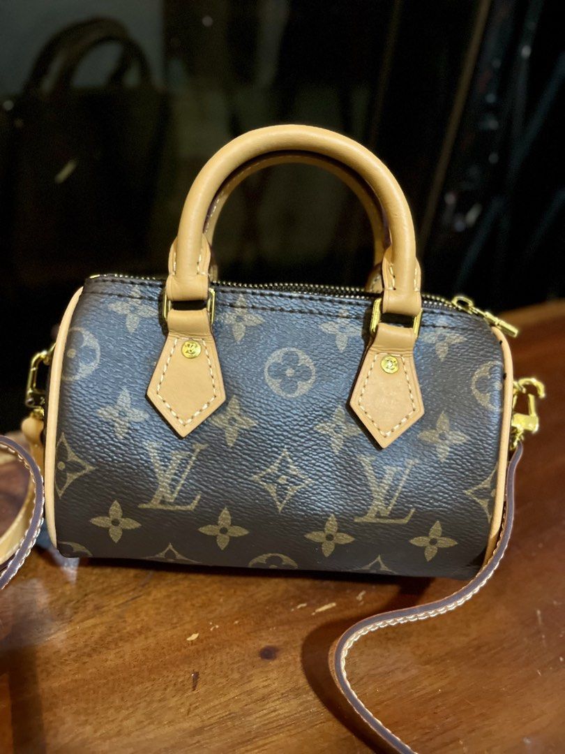 Louis Vuitton Speedy Nano Monogram Canvas Bag (Category: Luxury Bags & Wallets) located in Bacolod City. Submitted by vintage_vogue6100 (Listing ID 1463385049, Image 1). Description: - Authentic Louis Vuitton Speedy Nano bag - Classic Monogram canvas with Vachetta leather trim - Elegant gold hardware - Secure zipper closure - Durable brown fabric interior - Made in France - Compact and stylish, ideal for carrying your essentials.
