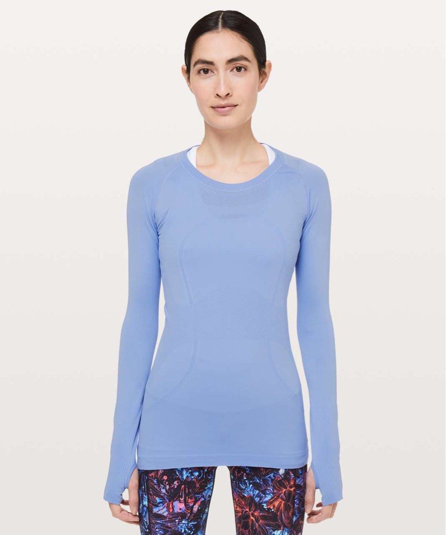 Lululemon Swiftly Tech Long Sleeve Crew dot 4 (Category: Activewear) located in Iba. Submitted by xooperfindslb (Listing ID 1463432308, Image 1). Description: Lululemon Swiftly Tech Long Sleeve Crew Dot 4 Color: Hydrangea Blue Color may vary due to lightings Good condition No issue.