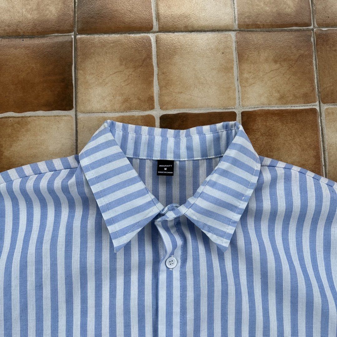 Manfinity Striped LS (Category: Formal Shirts) located in Manila. Submitted by 1428.collective (Listing ID 1463382654, Image 2). Description: Manfinity Striped LS Medium Width: 22 Length: 29 Sleeve: 23 Excellent Condition 700 + SF 📍North Caloocan.