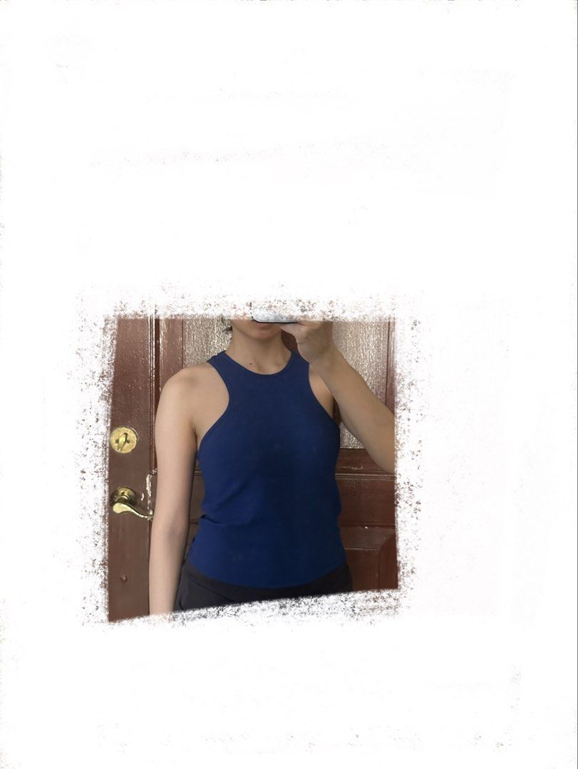 Mango Ribbed Tank Top - Blue (Category: Sleeveless) located in Manila. Submitted by joan.here (Listing ID 1463225394, Image 3). Description: Brand: mango Rfs: decluttering Mop: bank transfer Delivery: sf c/o buyer Loc: tondo manila .
