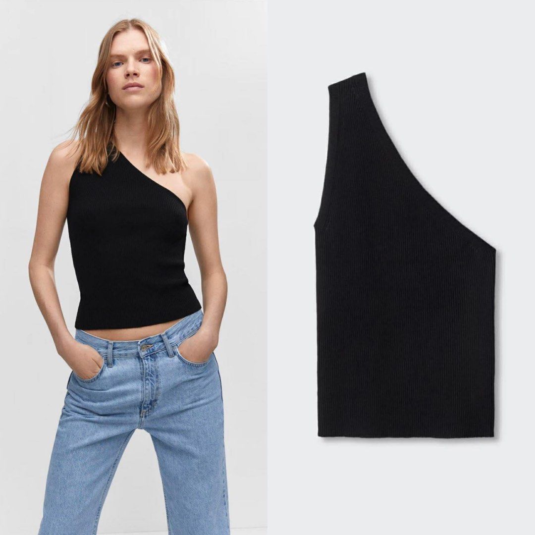 Mango top (Category: Sleeveless) located in Manila. Submitted by closetbyklg (Listing ID 1463388152, Image 1). Description: Retails 1495 php Mango asymmetrical top in black ( i have this in pink) Fits M to L frame.