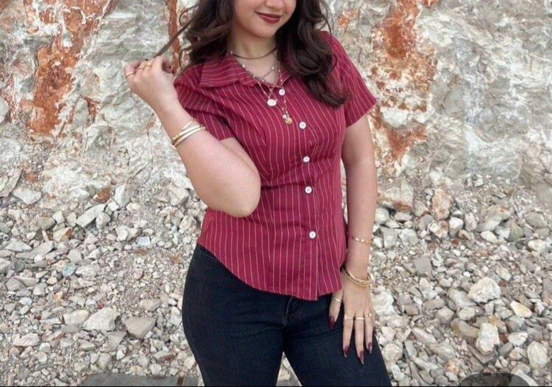 Maroon striped top (Category: Blouses) located in Trece Martires City. Submitted by closette.ph (Listing ID 1463398854, Image 1). Description: 💌 click photos to view full item - fits small to semi medium.