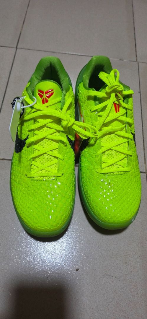 Max Batch Nike Kobe 6 "Grinch" (Category: Sneakers) located in Caloocan City. Submitted by triggermanocho (Listing ID 1463335992, Image 1). Description: - Neon green Kobe 6 Protro - Textured upper with black snake-like Swoosh - Comes with extra red and orange laces - Features the special edition dubrae - Ideal for collectors and basketball players.