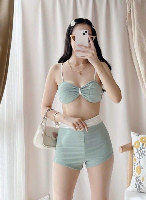 Mint Green Bikini Set (Category: Bikinis & Swimsuits) located in Manila. Submitted by acregala.21 (Listing ID 1463350989, Image 1). Description: Used once only Freesize but best fits up to medium frame.