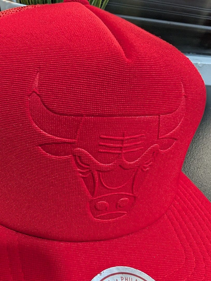 2010's Mitchell & Ness Special Edition Debossed Chicago Bulls Red Trucker Cap (Category: Caps & Hats) located in Santa Maria. Submitted by mjgaragesale (Listing ID 1463429554, Image 2). Description: Mitchell & Ness 2010's Special Edition Debossed Chicago Bulls Red Trucker Hat ◉ Conditon 9.6/10 ◉ One size fits all ◉ Adjustable snapback ◉ Debossed iconic Bulls logo on front ◉ Soft comfy fit ◉ Mesh back for breathability ◉ Cushion front crown ◉ 100%