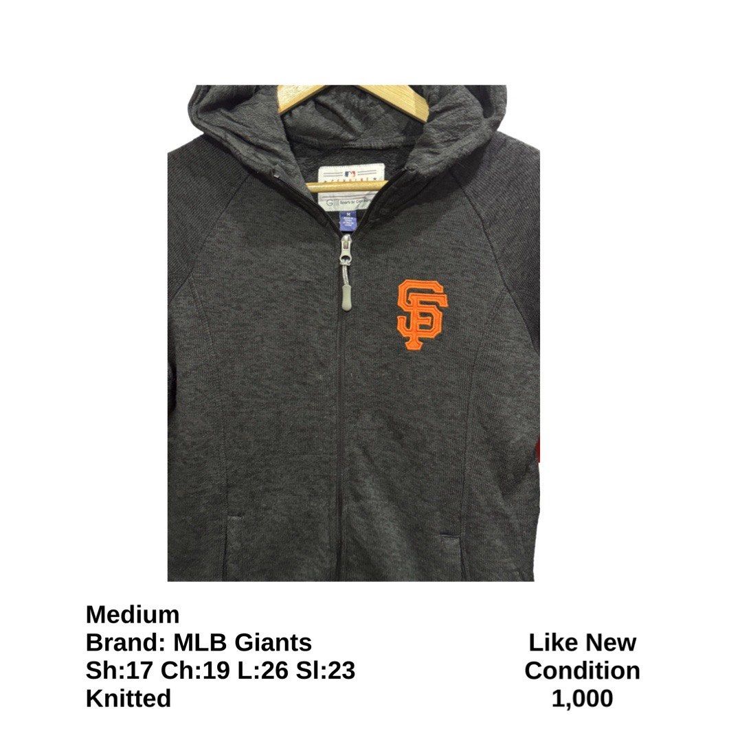 MLB Giants Knitted Hoodie Jacket (Category: Coats, Jackets and Outerwear) located in Bulacan. Submitted by rlemonfashionshop (Listing ID 1463368369, Image 2). Description: Premium Class Quality Items. Actual Item on Photo with Good/Mint Condition. Message us for inquiries, more information and confirmation. Wash before wearing. Thank you so much..