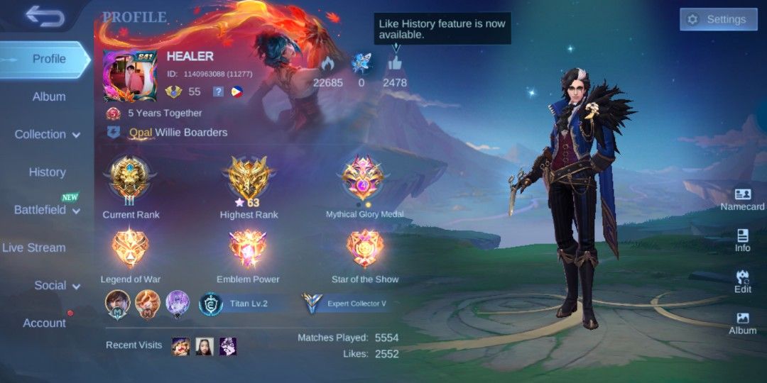 MLBB for sale 62 highest rank (Category: Others) located in Manila. Submitted by trueflower_669718 (Listing ID 1463349021, Image 2). Description: MLBB FOR SALE, MG 62 HIGHEST RANK WITH 103 skin's.