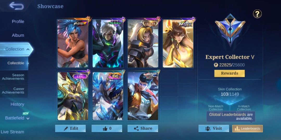MLBB for sale 62 highest rank (Category: Others) located in Manila. Submitted by trueflower_669718 (Listing ID 1463349021, Image 1). Description: MLBB FOR SALE, MG 62 HIGHEST RANK WITH 103 skin's.