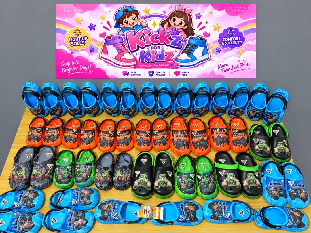 Monster Jam Kids Clogs from WALMART U.S (Category: Babies & Kids Fashion) located in Mandaluyong City. Submitted by kickzforkidz (Listing ID 1463369957, Image 1). Description: Brandnew Imported Items from Walmart 🇺🇸 For available sizes kindly message me po, kasi merong nabibili sa page ko kaya mas ok if sabihan nyo ako ng sizes nyo. Grave Digger • El Toro Loco • Megalodon Also available Shoes Monster Jam Eltoro Loco Monster Jam Sparkle Smash.