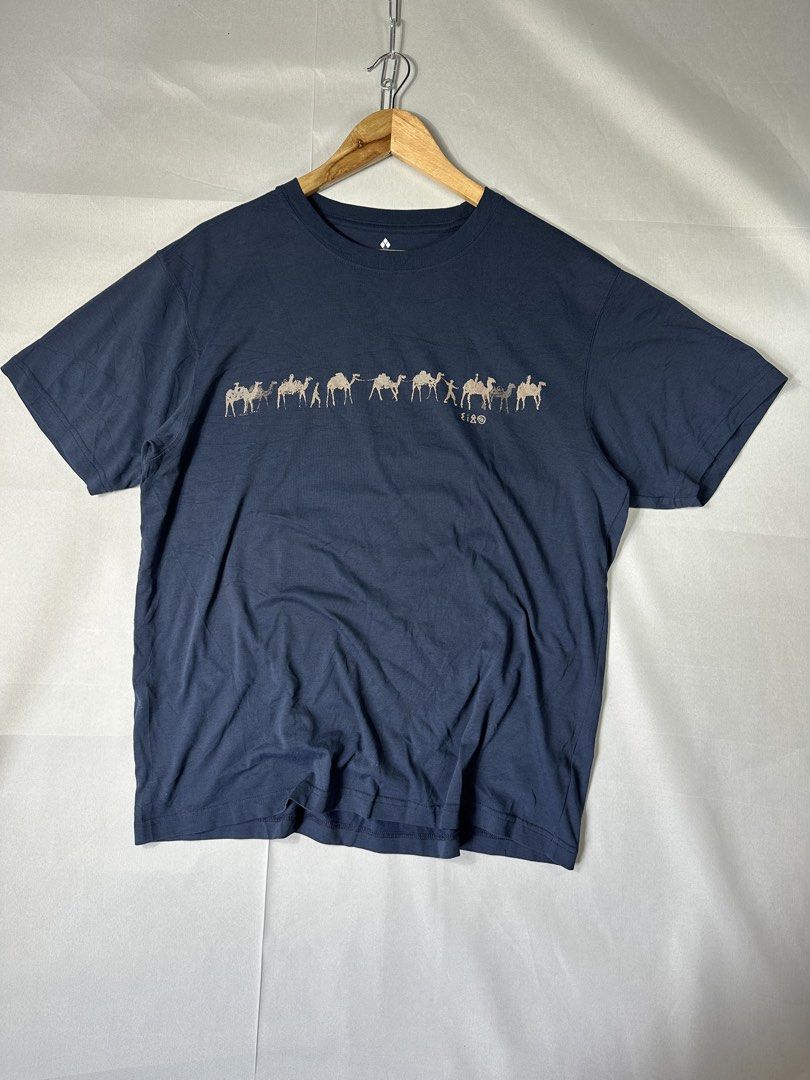 Montbell Navy Blue Camel Print Tee (Category: Tshirts & Polo Shirts ) located in Cabanglasan. Submitted by thefashiongarage.co (Listing ID 1463392149, Image 1). Description: Title - Montbell Model/Name - Size on Tag - XL Can Fit Large Conditiion - Excellent as new with no issue Dimension (WxLxH) - 22x27 inches Category- Casual/Outdoor Fitting - Slim Made in - Vietnam Material - 100% Cotton Color - Navy Blue Design - Printed Camel Year - Inclusion