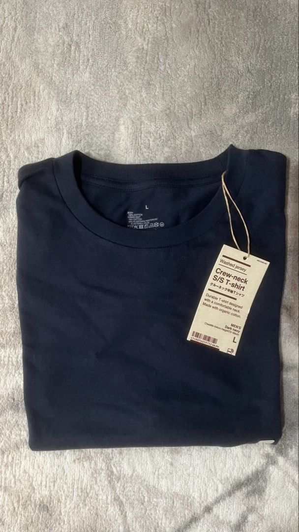 Muji Crew Neck Shirts (Category: Tshirts & Polo Shirts ) located in Rizal. Submitted by unboxed_beginnings (Listing ID 1463354598, Image 3). Description: Selling as pack only no split Take all for 800 php + SF (last price posted) SRP 490php Both brandnew, large on tag (black and navy) With physical receipt and paperbag Cainta Rizal location Payment first, pass COD/COP.