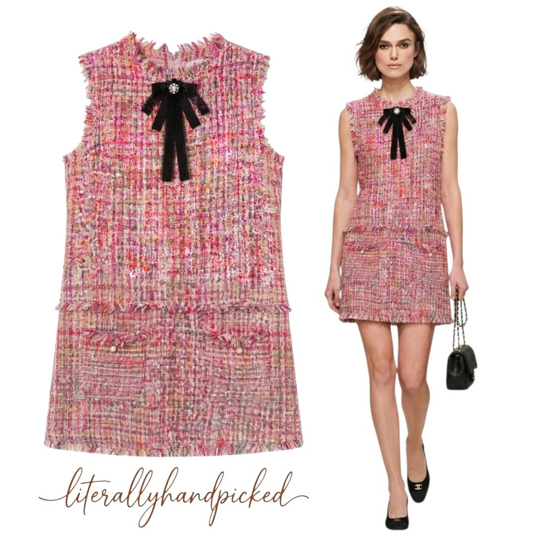 Multi-color Pink Tweed with Subtle Sequins Mini Shift Dress (Category: Dresses) located in Tarlac. Submitted by literallyhandpicked (Listing ID 1463346638, Image 1). Description: •Literally Handpicked for you❤️ •Direct Message if Interested 💌 •Please feel free to make an offer🤝 Bust size 38" Waistline 38" Dress Lenght 32" Please note that there may be slight errors as measurements are taken with the item laid / in very good condition, but as it