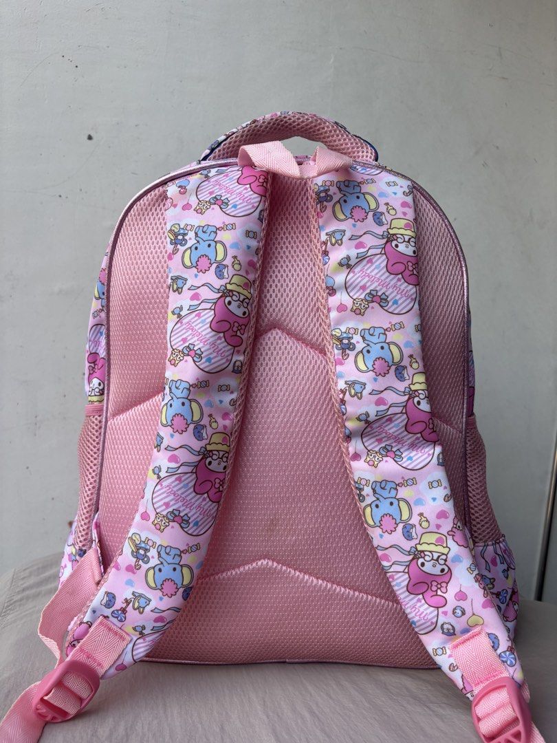My Melody Sequin & Strawberry Print Backpack (Category: Backpacks) located in Manila. Submitted by dgzmnmariaeunice (Listing ID 1463436625, Image 3). Description: - Adorable My Melody design - Sparkly sequin details on the top flap - All-over strawberry and candy print - Convenient mesh side pockets - Comfortable padded shoulder straps - Spacious interior for essentials - Ideal for school or everyday adventures.