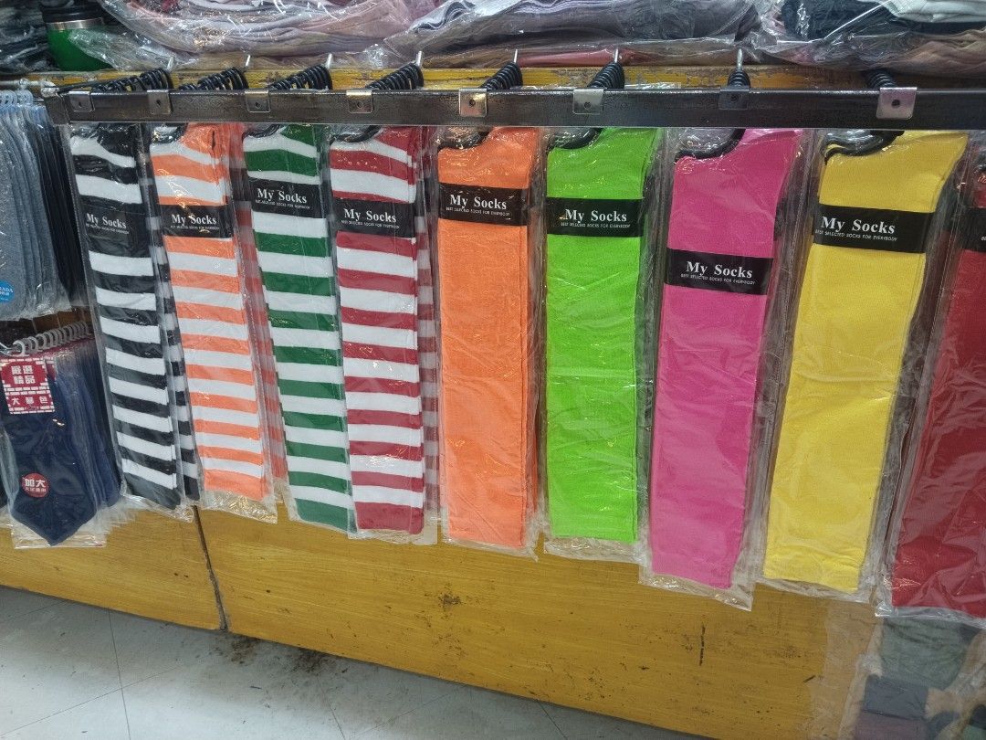 My Socks Knee High Socks - Various Colors (Category: Socks) located in Manila. Submitted by zdmal (Listing ID 1463344266, Image 3). Description: - Brand: My Socks - Style: Knee-high socks - Colors Available: Bright Orange, Neon Green, Hot Pink, Yellow, Red, Beige, White - Material: Comfortable and stretchy - Perfect for: Everyday wear or costumes.