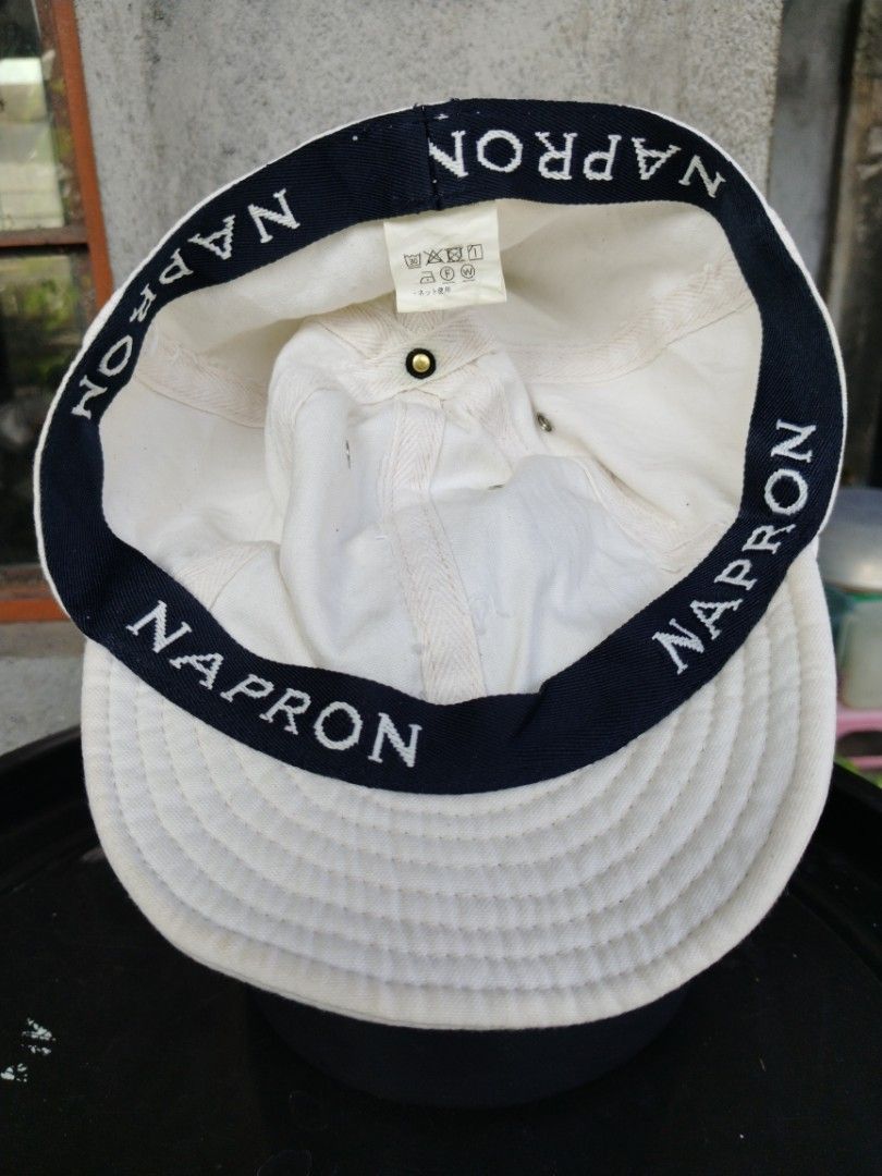 NAPRON mechanic cap (Category: Caps & Hats) located in Legazpi City. Submitted by genobecollectives (Listing ID 1463331271, Image 3). Description: NAPRON mechanic Cap - Color: White - Material: Cotton - Origin: Made in Japan - Features: NAPRON logo on inner band - Ideal for: Everyday wear - Condition: Please check photos for details 500 free ship.