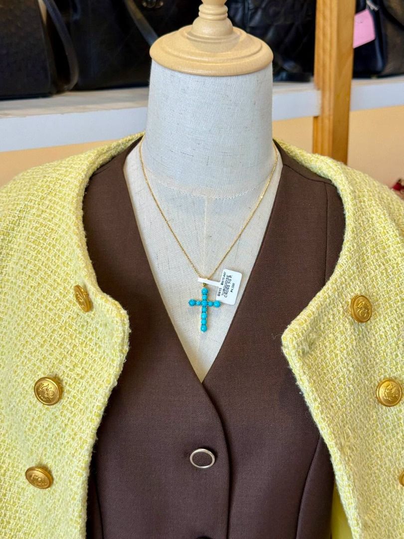 NATURAL TURQUOISE CROSS PENDANT (Category: Body Jewelry) located in Baguio. Submitted by asna_taku (Listing ID 1463401380, Image 3). Description: ✨ NATURAL TURQUOISE CROSS PENDANT 💙✝️ A beautiful statement cross featuring natural turquoise beads in a vibrant blue tone, finished in a silver setting plated in gold for that elegant look. Perfect for adding a meaningful yet stylish touch to any outfit. ✨ 💙 Natural Turquoise ✝️ Cross pendant design 