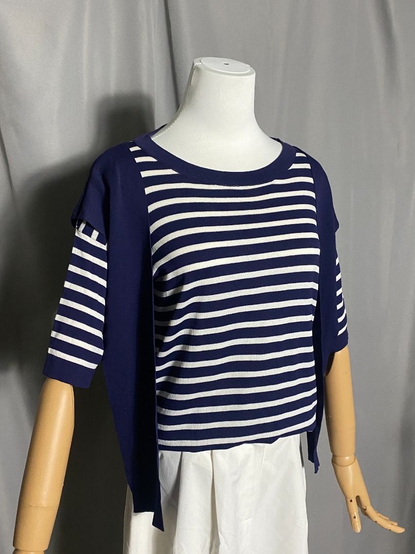 Navy blue striped long-sleeve top (Category: Shirts) located in Las Pinas. Submitted by ipickyou (Listing ID 1463451257, Image 2). Description: Unwashed 𝗠𝗲𝗮𝘀𝘂𝗿𝗲𝗺𝗲𝗻𝘁𝘀 𝘄𝗵𝗲𝗻 𝗹𝗮𝗶𝗱 𝗳𝗹𝗮𝘁: -Shoulder to shoulder: 22 1/2” -Armpit to armpit: 19” -Length: 22” .