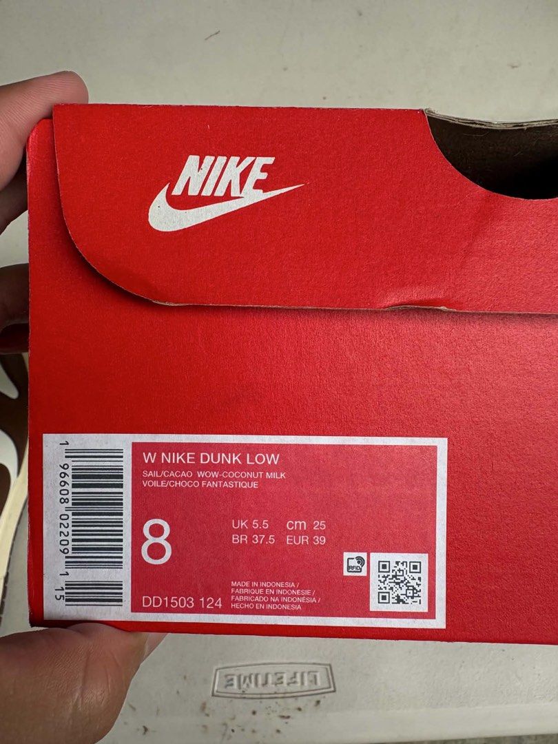 Nike Dunk Low Sail Cacao Wow Coconut Milk (Category: Sneakers) located in Manila. Submitted by charmaigne60880 (Listing ID 1463390248, Image 2). Description: Nike Dunk Low in Sail/Cacao Wow-Coconut Milk colorway. Women's US size 8. EU 39. Made in Indonesia. Comes with original box. Great for casual wear..